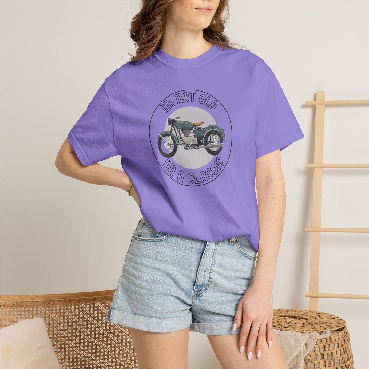 Non UK Sales Motorbike t-shirt  (Im not old, Im a classic) B/W