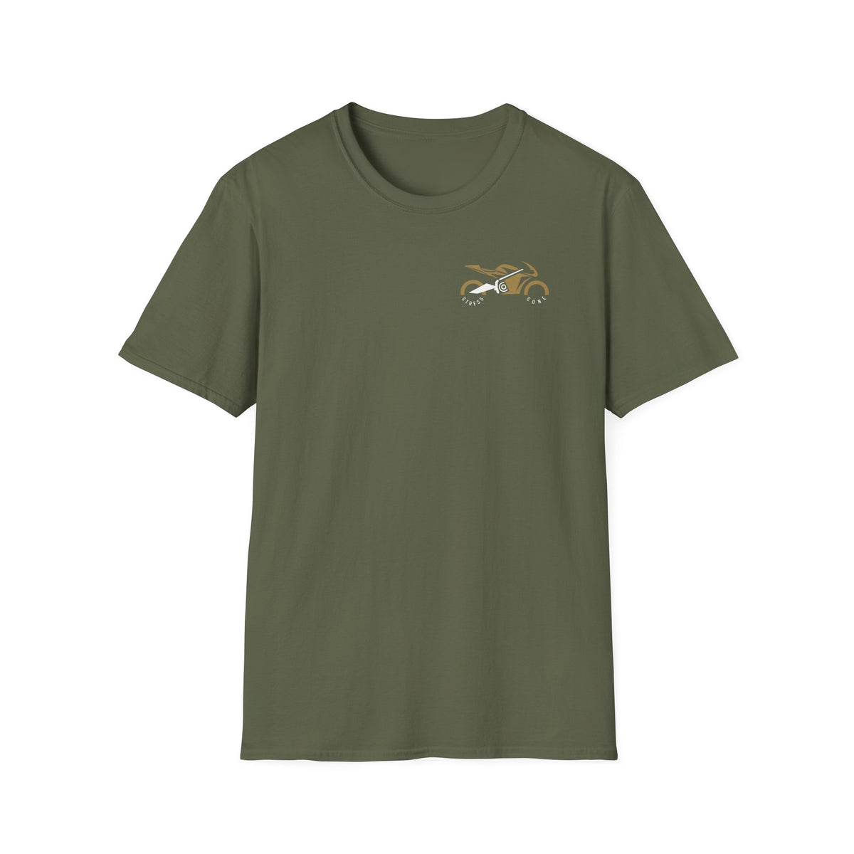 Motorbike T-shirt with 'Stress Gone' Small Logo