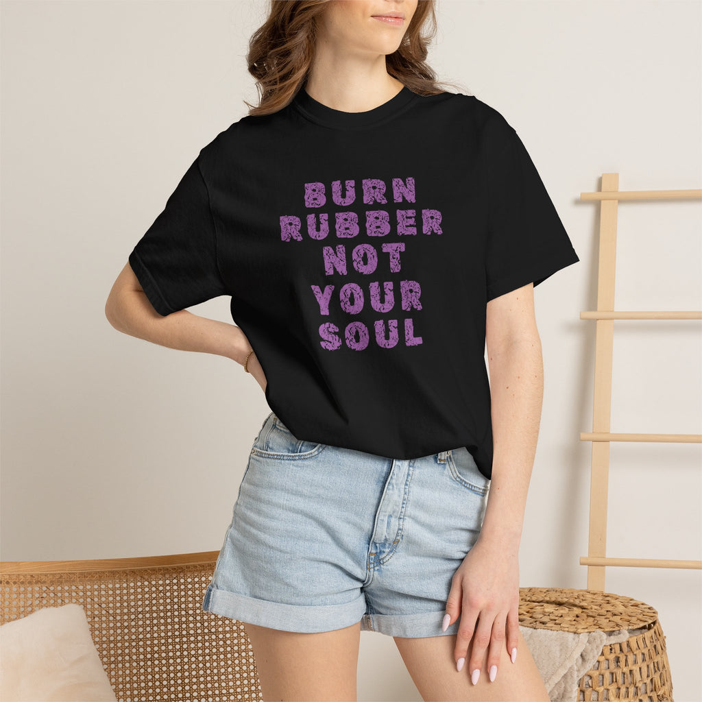 Non UK Sales Motorbike t-shirt  (Burn rubber, Not your soul) Words P/W