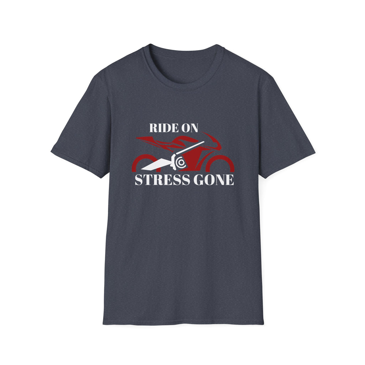 Motorbike T-shirt with 'Ride On, Stress Gone'