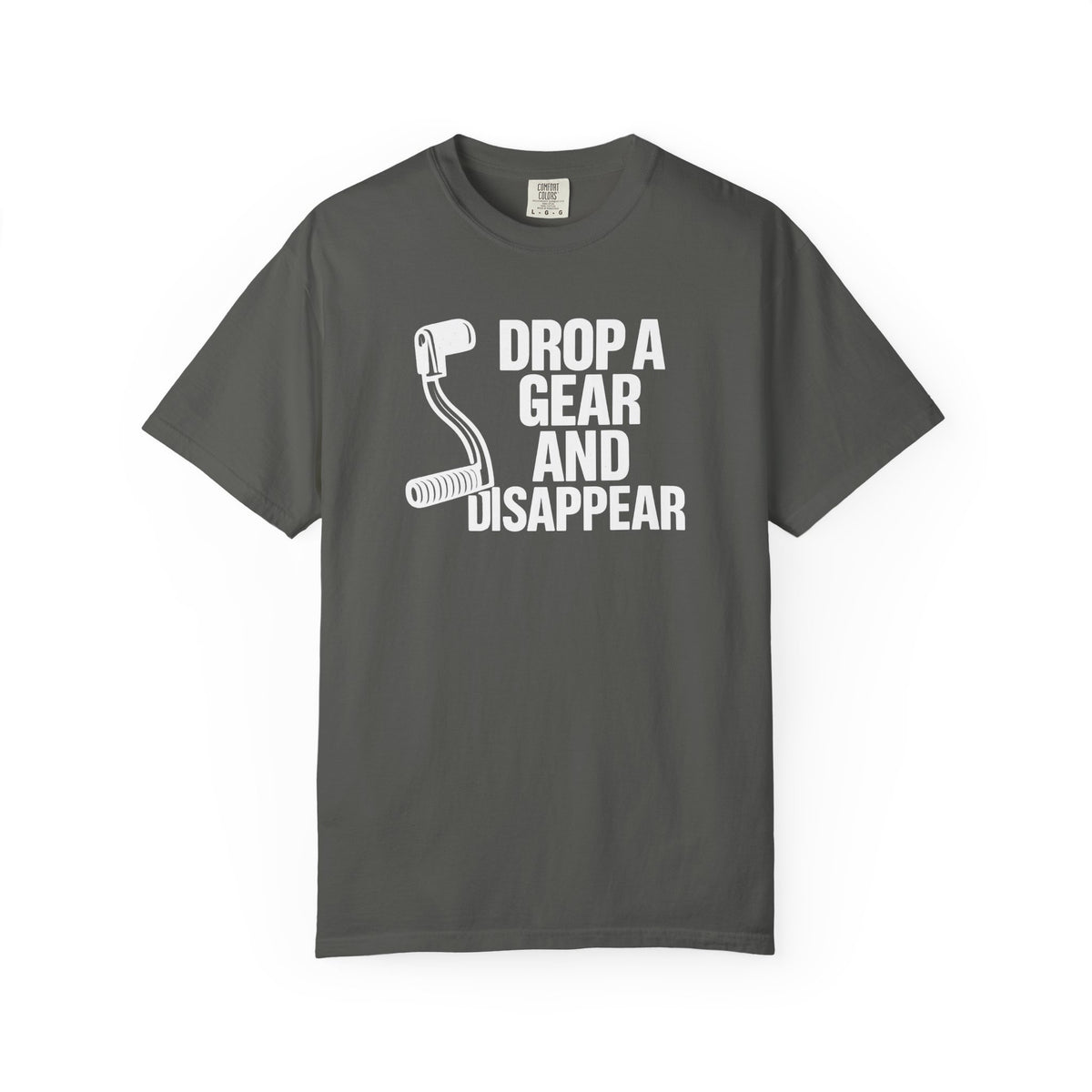 Non UK Sales Motorbike t-shirt  (Drop a gear and disappear) Words W/B