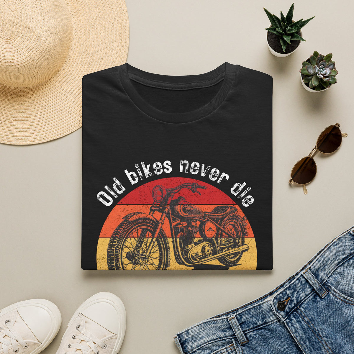 Motorbike T-shirt with 'Old bikes never die, they just leak more oil'