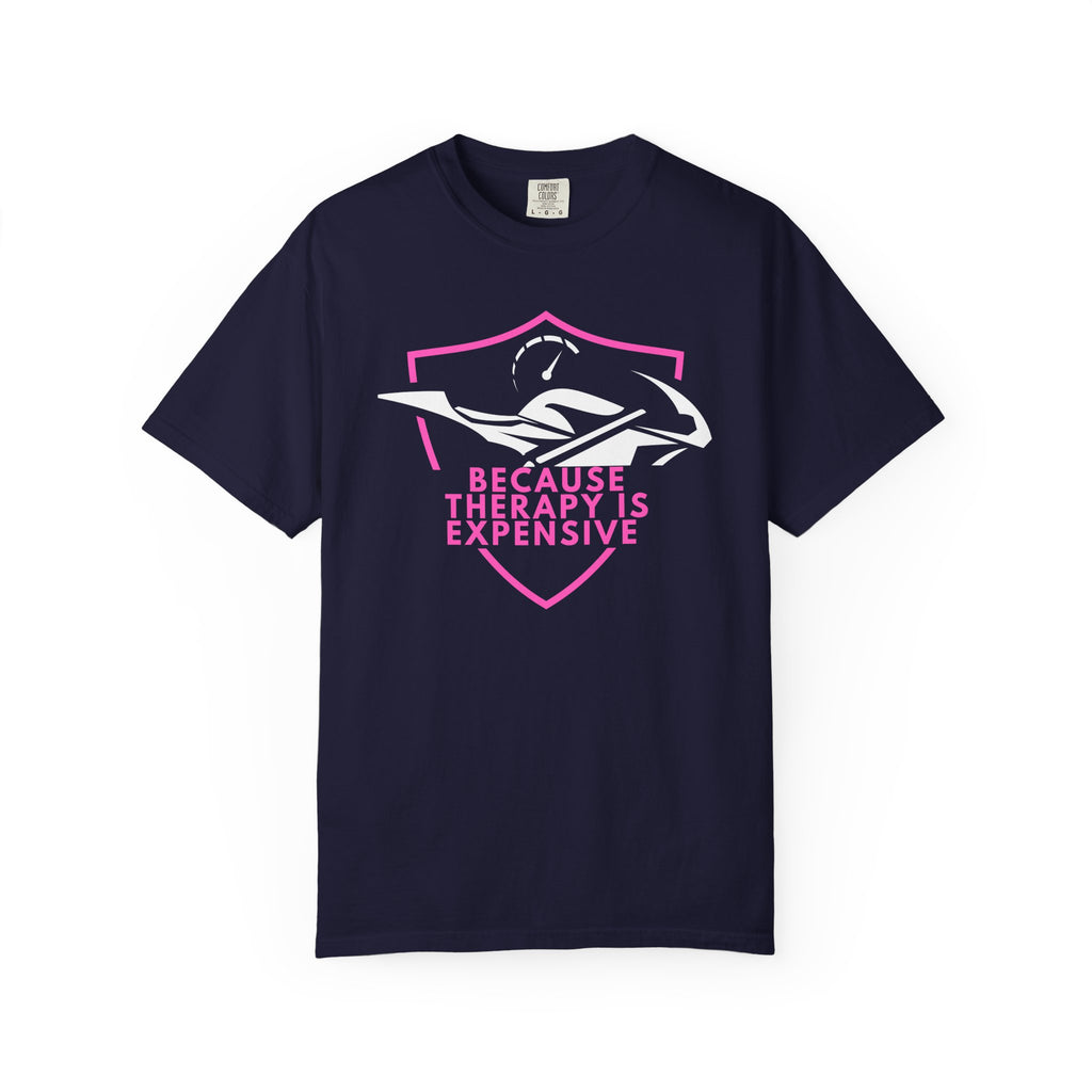 Non UK Sales Motorbike t-shirt  (Because Therapy is expensive) P/B