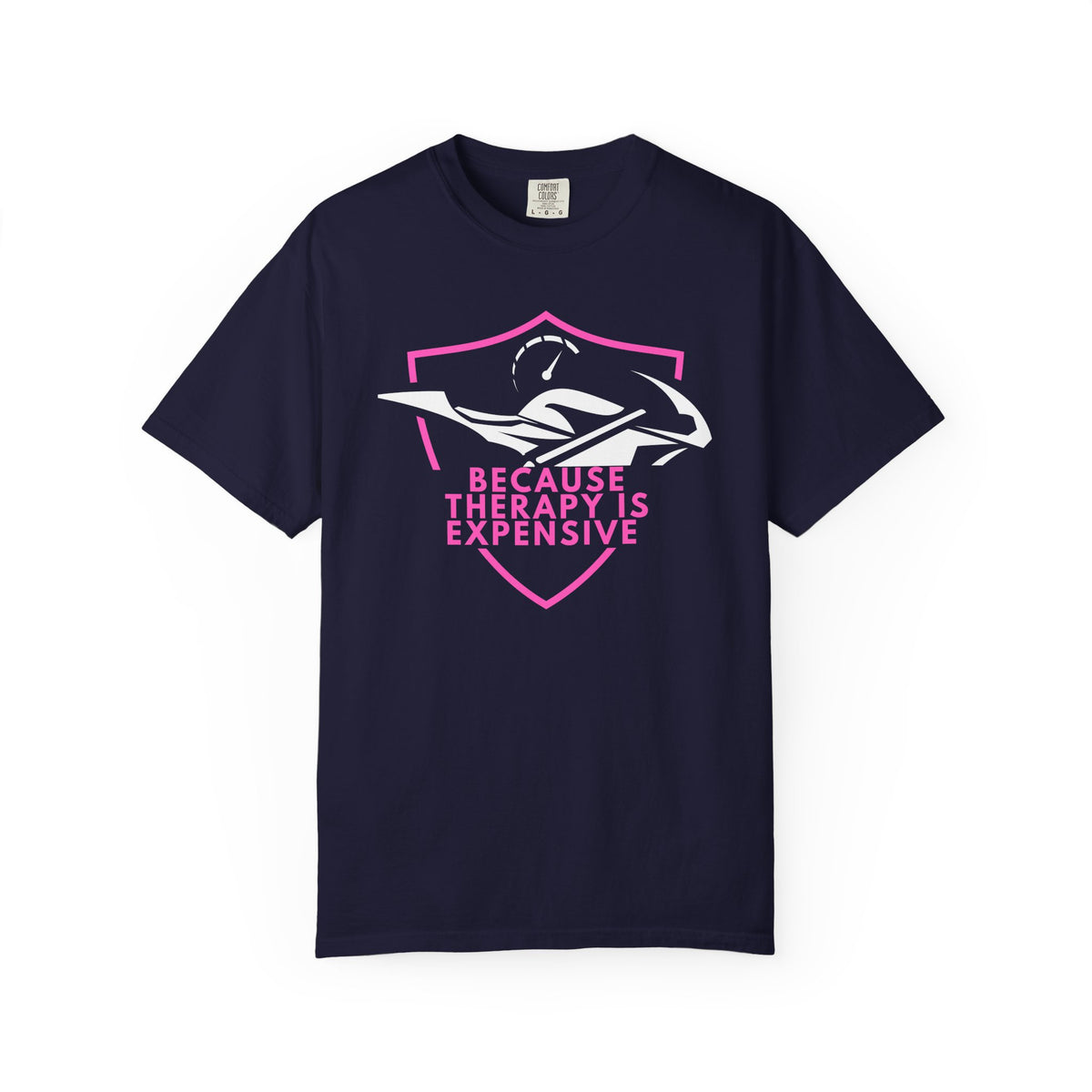 Non UK Sales Motorbike t-shirt  (Because Therapy is expensive) P/B