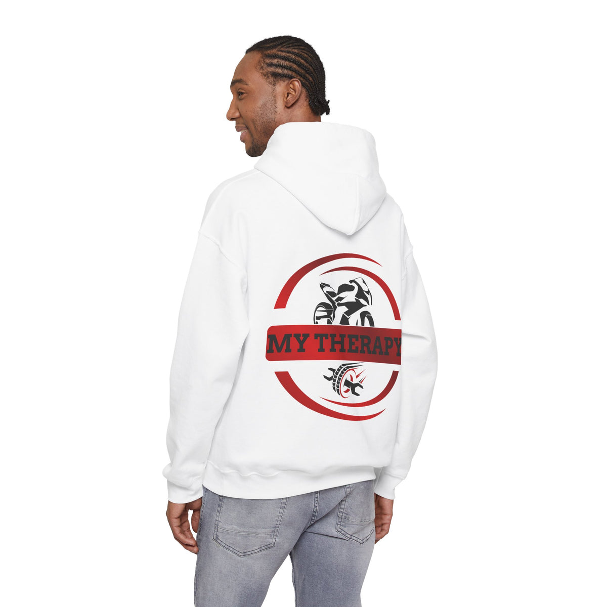 Unisex Heavy Blend™ Hooded Sweatshirt (My Therapy-Red) Back