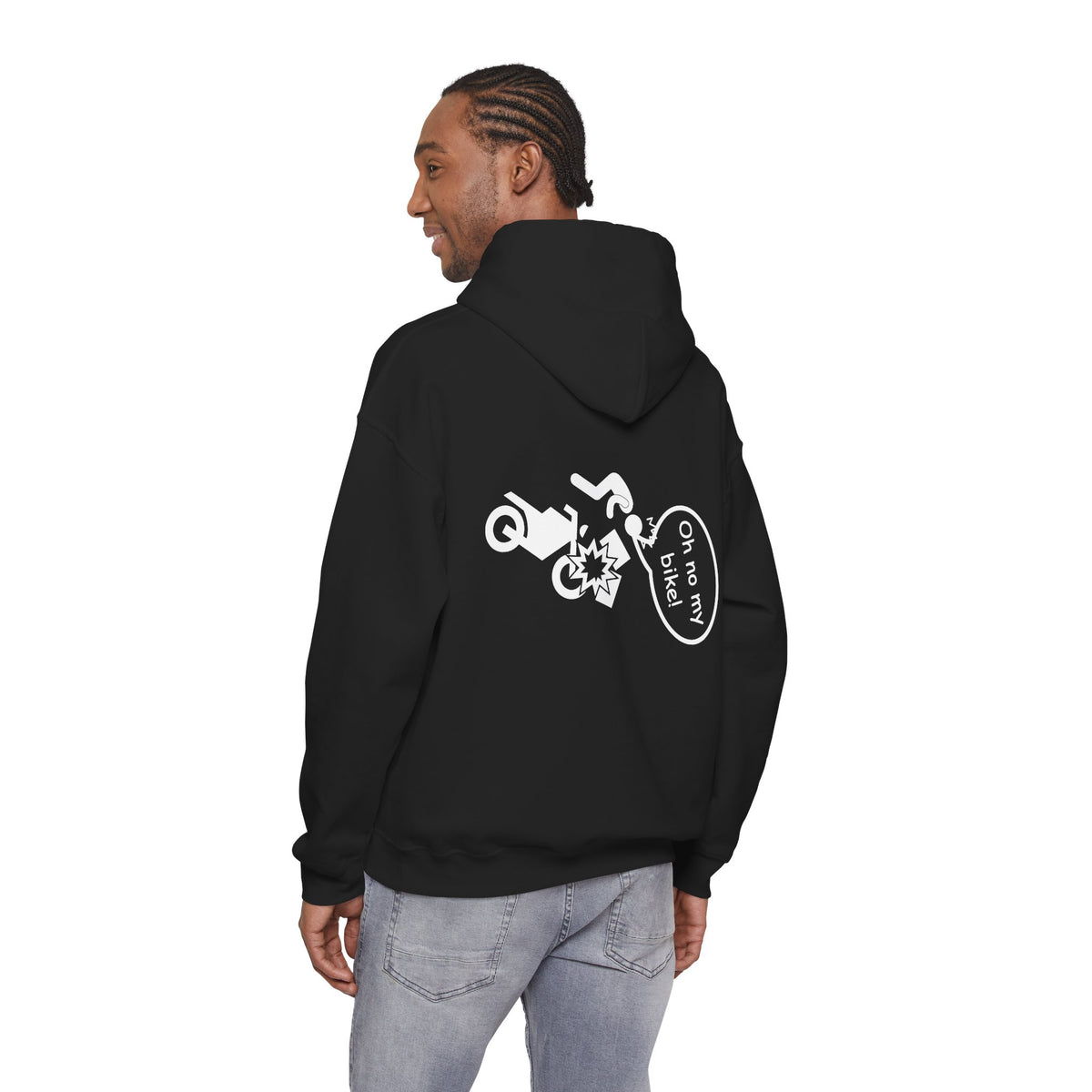 Unisex Heavy Blend™ Hooded Sweatshirt (Oh No My Bike 1) Back