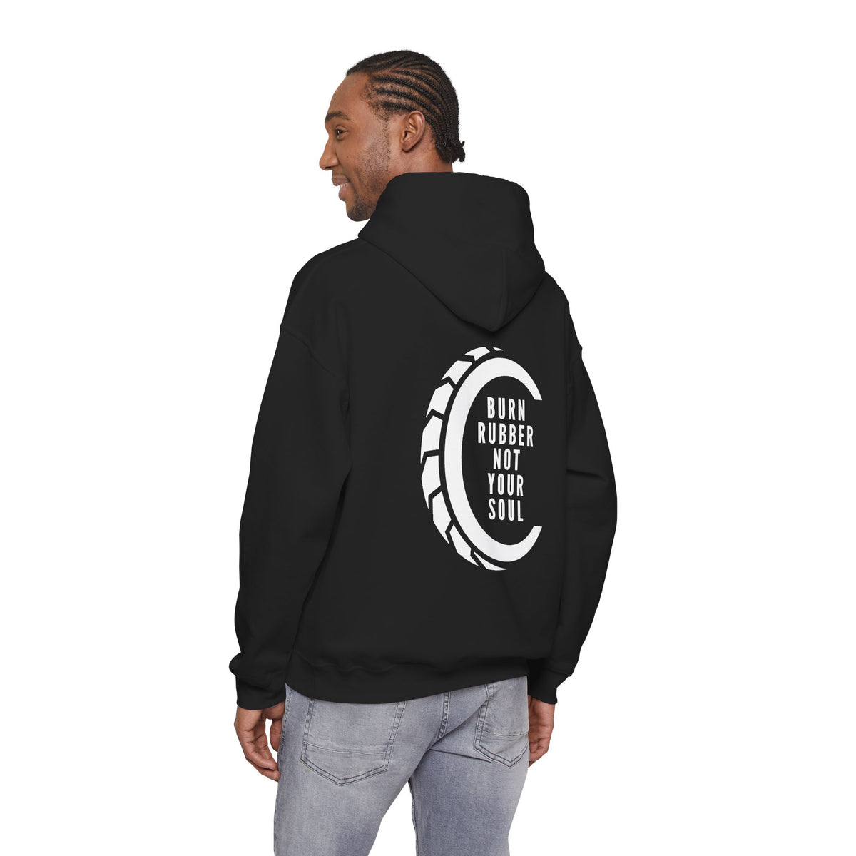 Unisex Heavy Blend™ Hooded Sweatshirt (Burn Rubber, Not Your Soul 2) Back