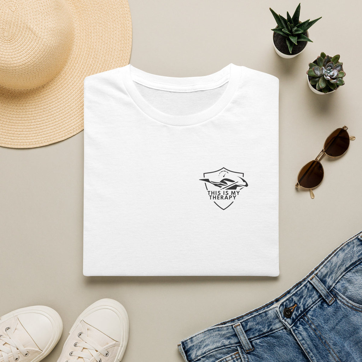 Motorbike T-shirt with 'This is my Therapy' (2) Small Logo