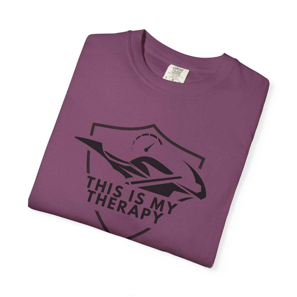 Non UK Sales Motorbike t-shirt  (This is my therapy)  B/W