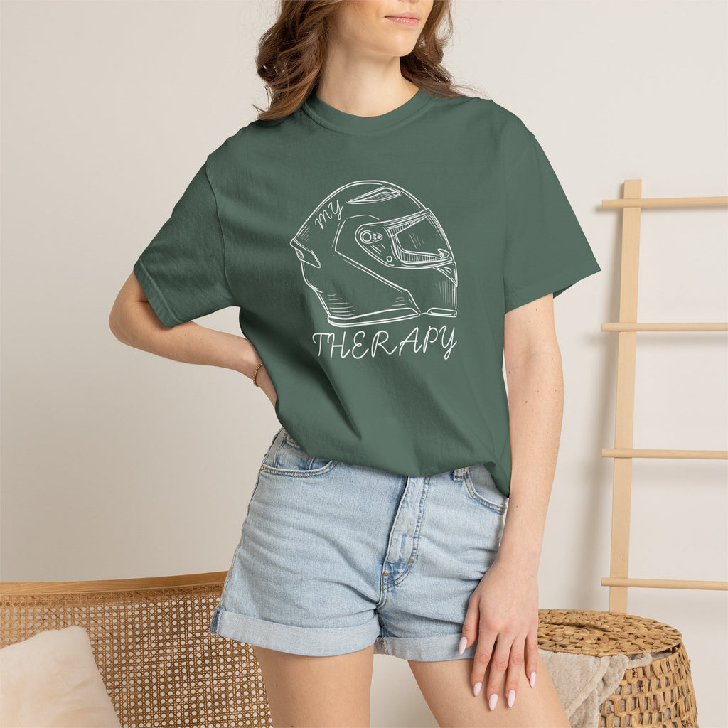 Non UK Sales Motorbike t-shirt  (My therapy)  Helmet W/B