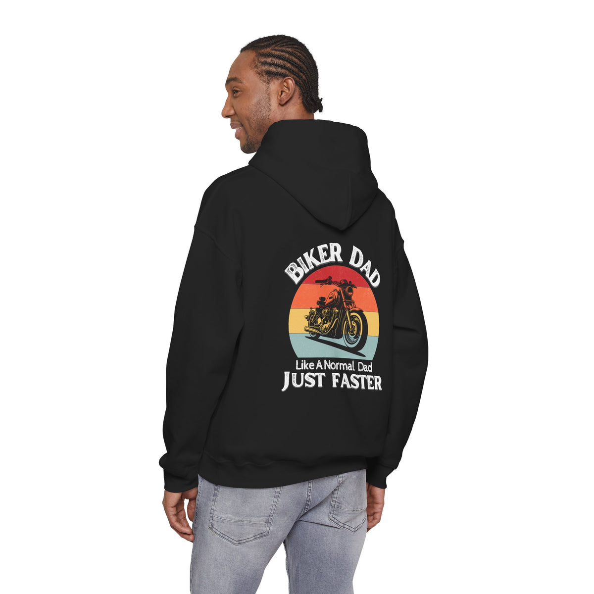 Unisex Heavy Blend™ Hooded Sweatshirt (Biker Dad, Like A Normal Dad, Just Faster) Back