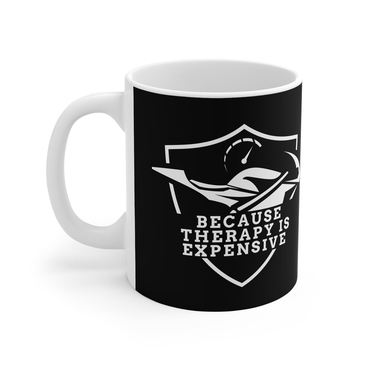 11oz White Mug With (Because therapy is expensive) (1)