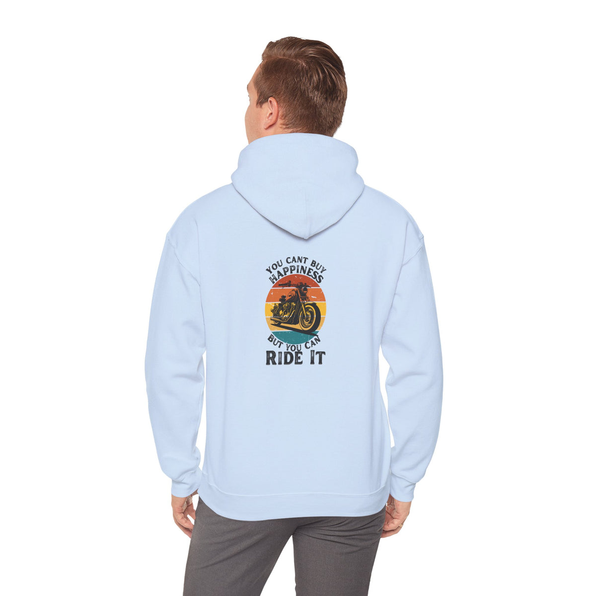 Non UK Sales Hooded Sweatshirt (You cant buy happiness, But you can ride it) B/W