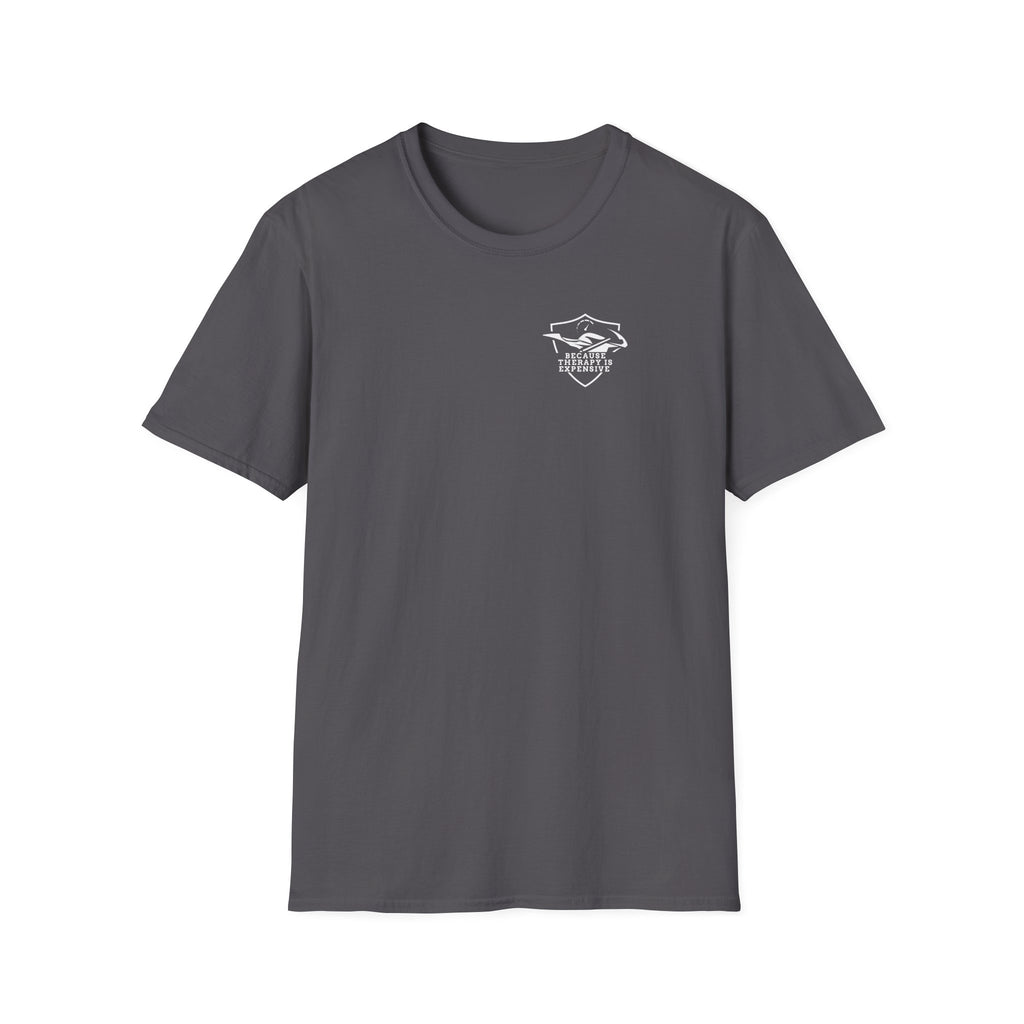 Motorbike T-shirt with 'Because Therapy is Expensive' (1) Small Logo