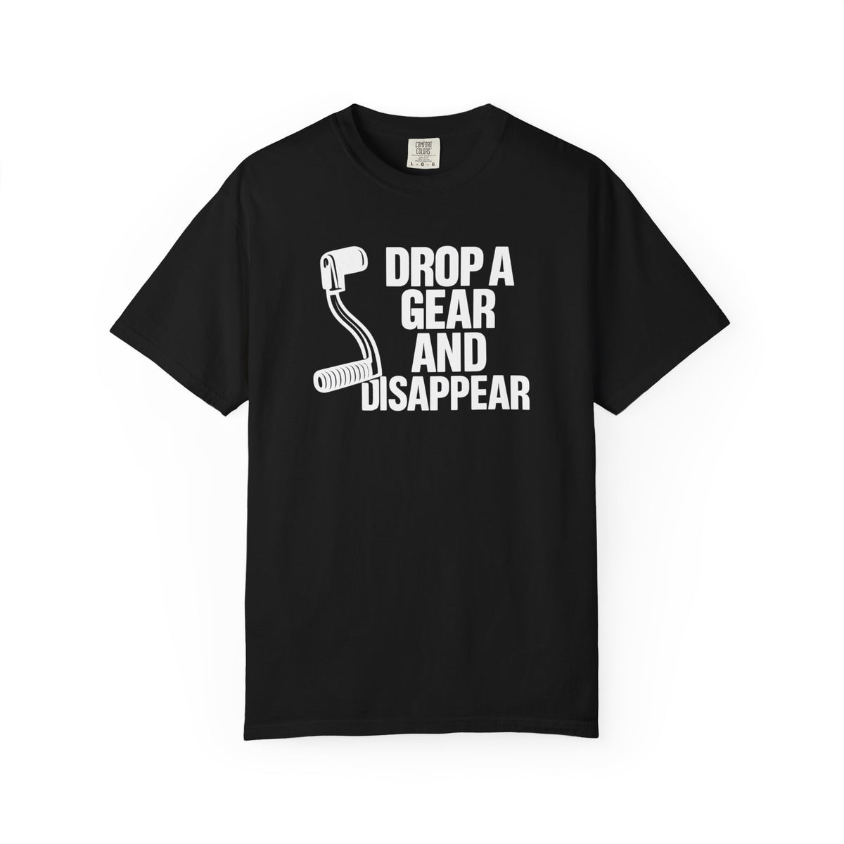 Non UK Sales Motorbike t-shirt  (Drop a gear and disappear) Words W/B