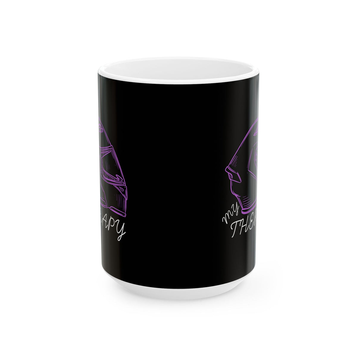 Non UK Sales 11oz And 15oz White Mug With (My Therapy) Purple