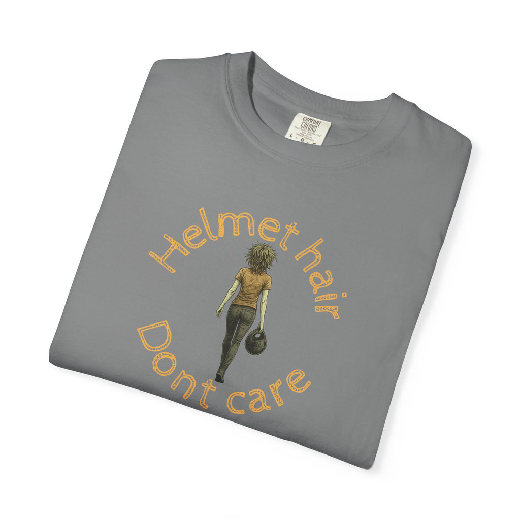 Non UK Sales Motorbike t-shirt  (Helmet hair, Dont care) Y/B