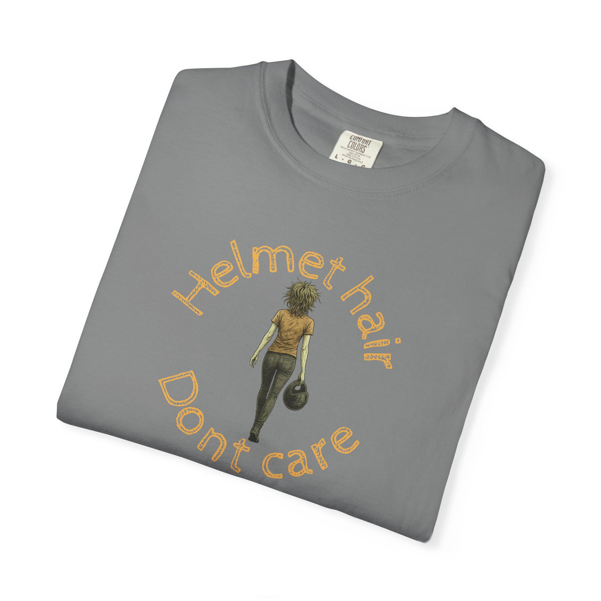 Non UK Sales Motorbike t-shirt  (Helmet hair, Dont care) Y/B