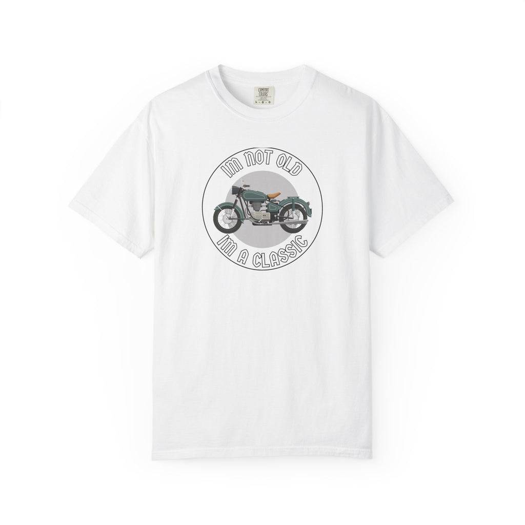 Non UK Sales Motorbike t-shirt  (Im not old, Im a classic) B/W