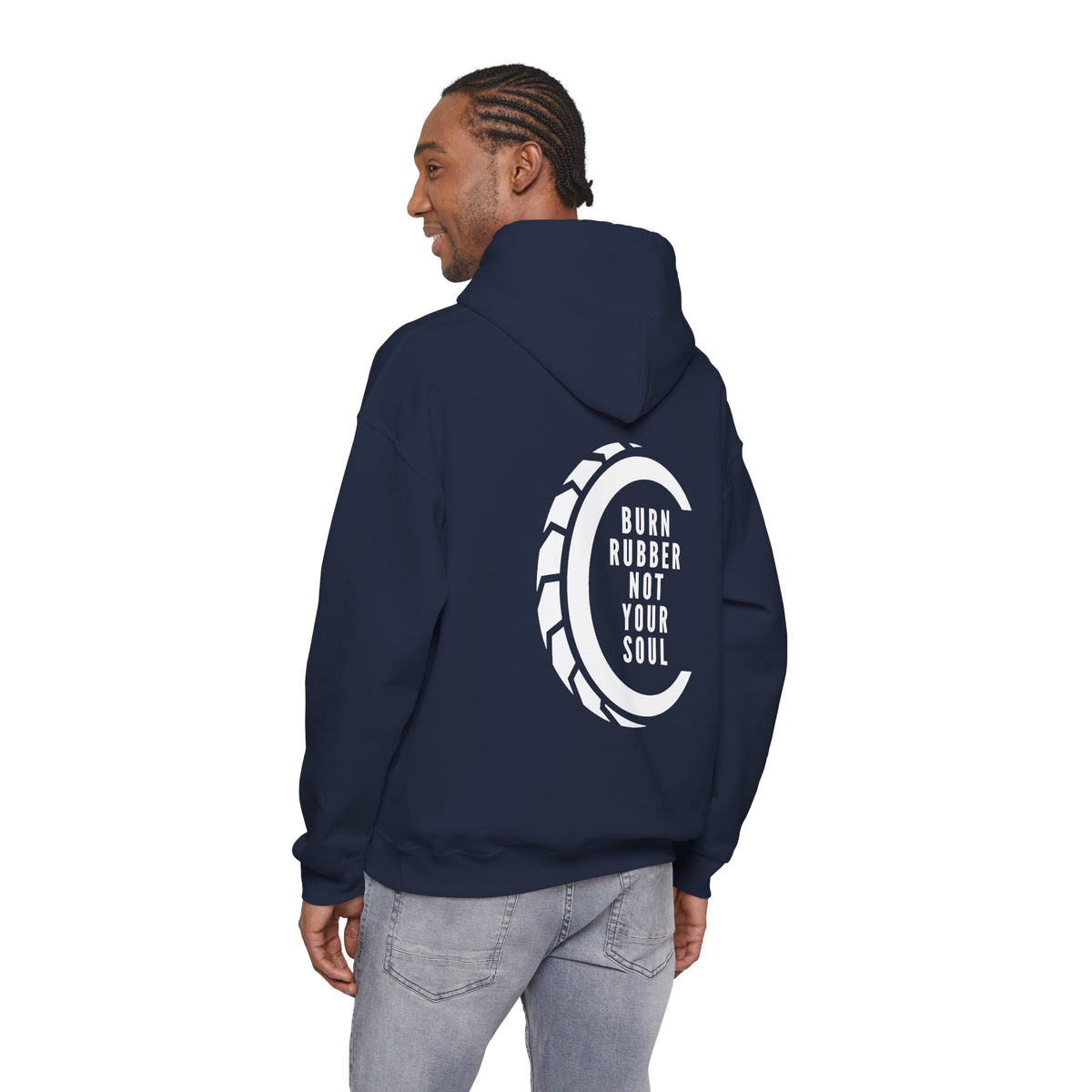 Unisex Heavy Blend™ Hooded Sweatshirt (Burn Rubber, Not Your Soul 2) Back