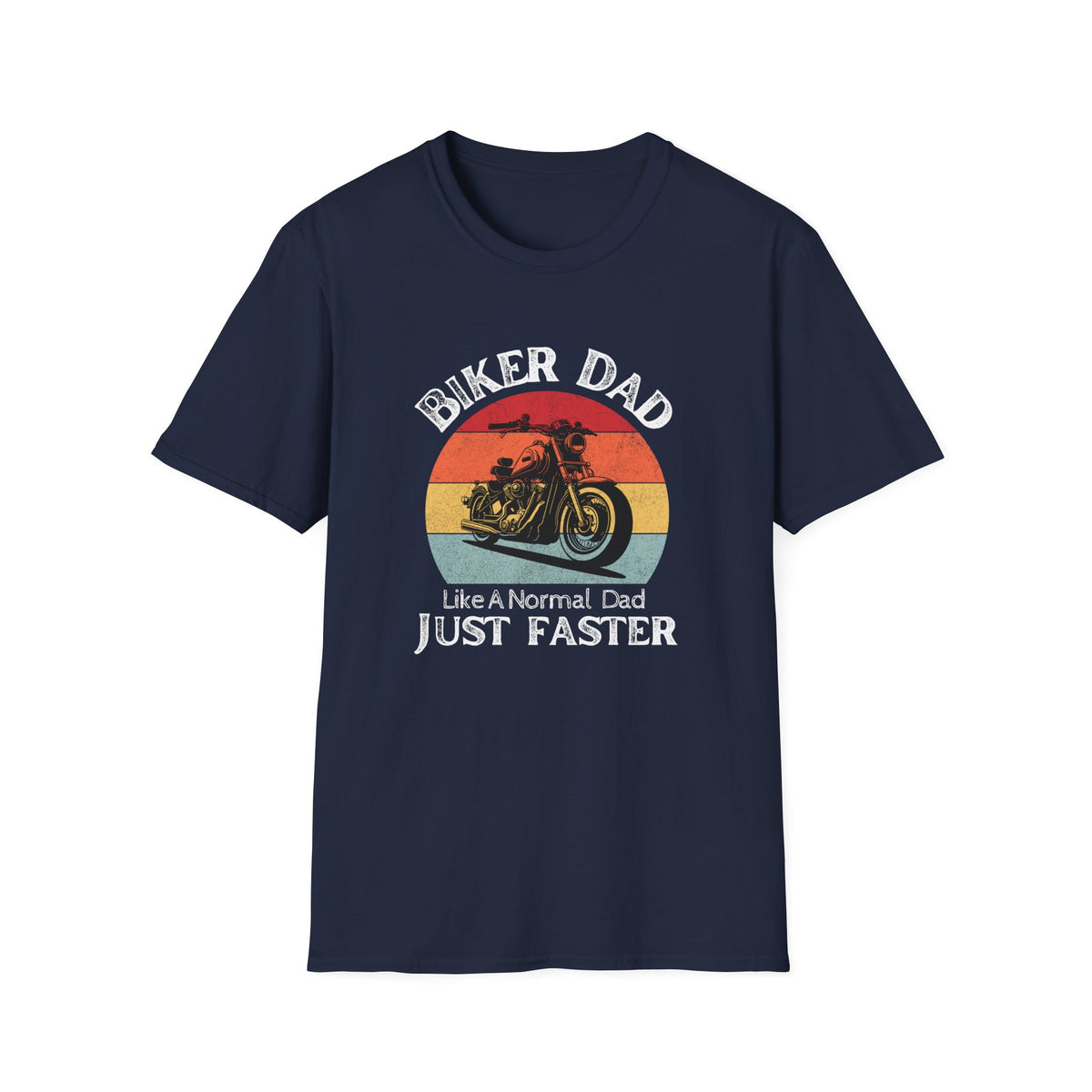 Motorbike T-shirt with 'Biker dad, Like a normal dad, Just faster' (2)