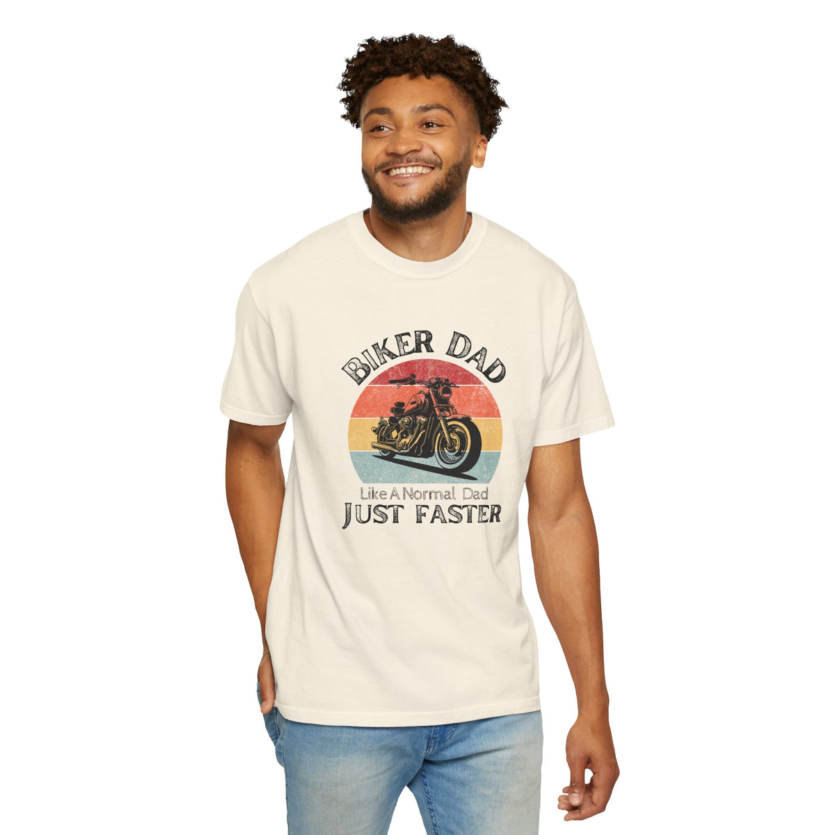 Non UK Sales Motorbike t-shirt  (Biker Dad, Like a normal Dad, Just faster) B/W