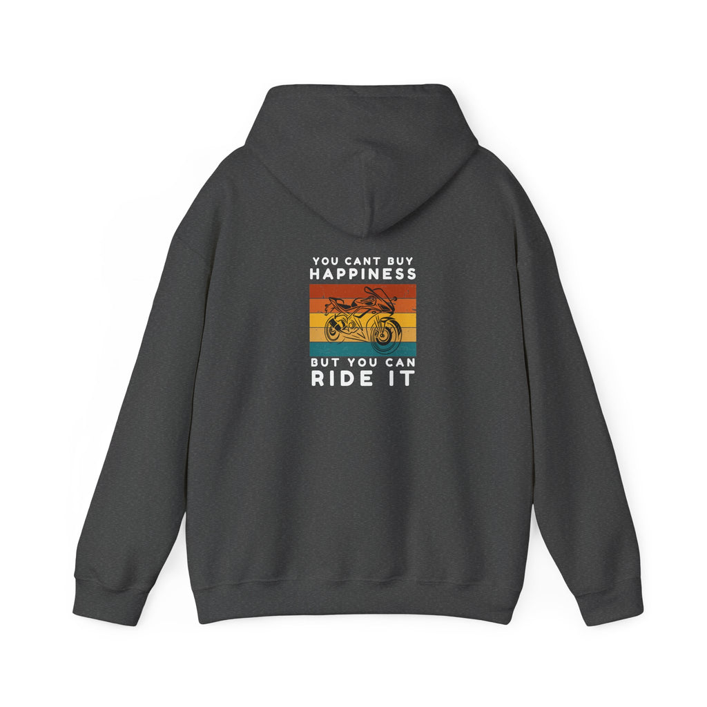 Non UK Sales Hooded Sweatshirt (You cant buy happiness, But you can ride it) W/B