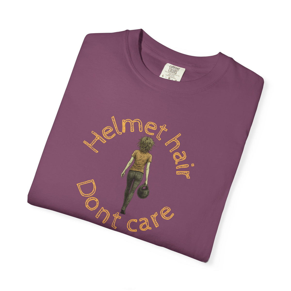 Non UK Sales Motorbike t-shirt  (Helmet hair, Dont care) Y/B