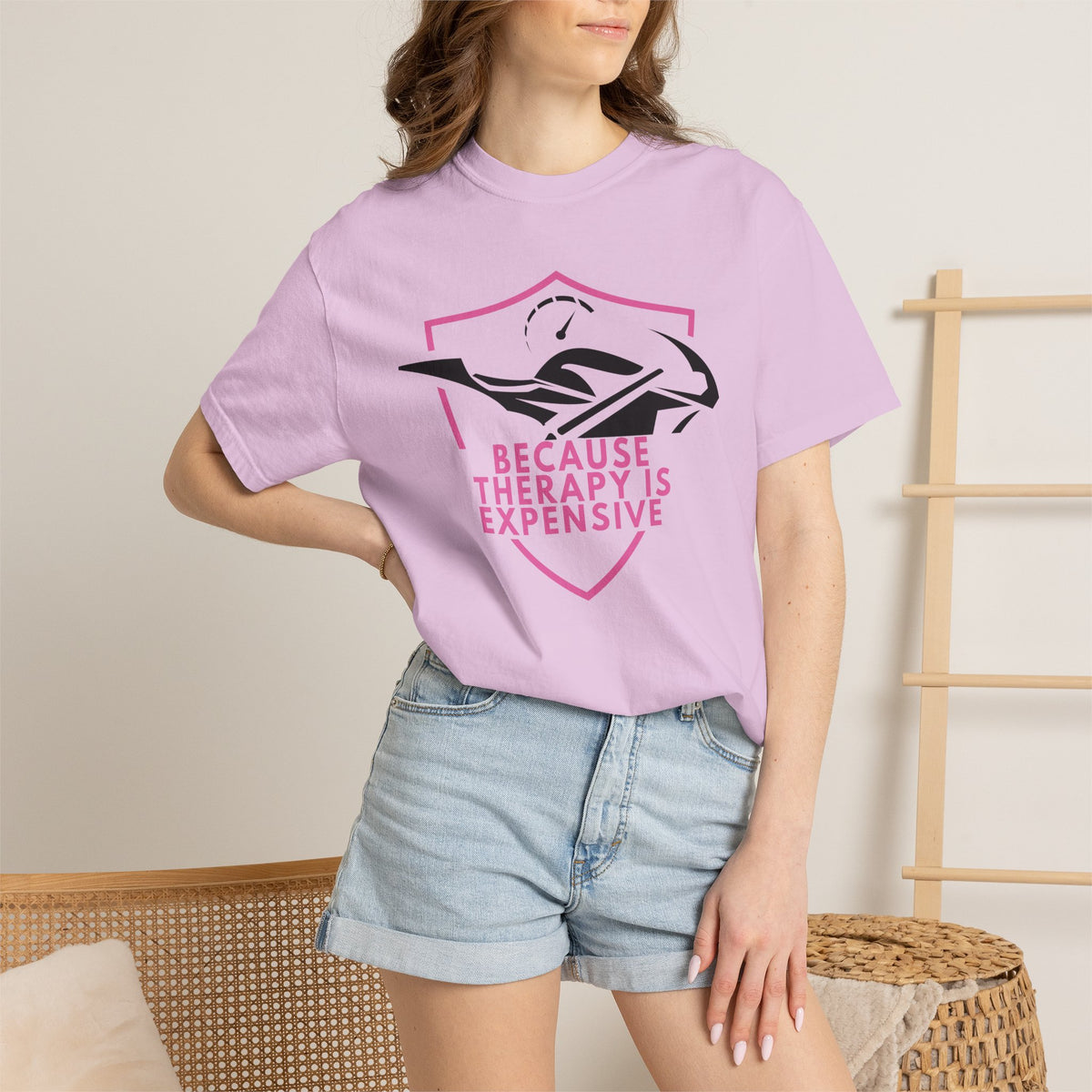 Non UK Sales Motorbike t-shirt  (Because Therapy is expensive) P/W