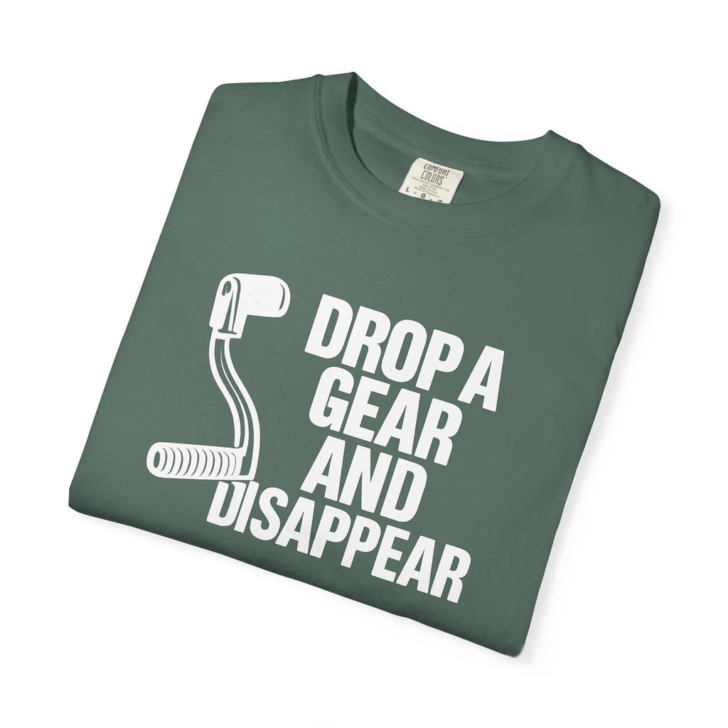 Non UK Sales Motorbike t-shirt  (Drop a gear and disappear) Words W/B