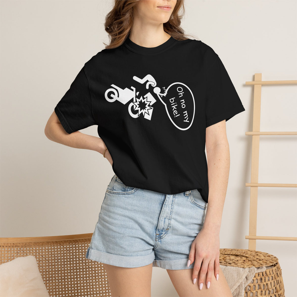 Non UK Sales Motorbike t-shirt (Oh no my bike) Boxes W/B