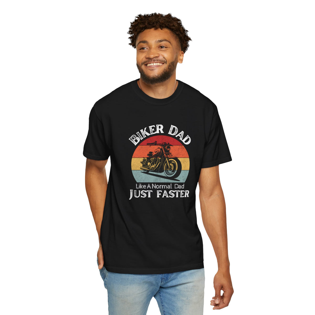 Non UK Sales Motorbike t-shirt  (Biker Dad, Like a normal Dad, Just faster) W/B