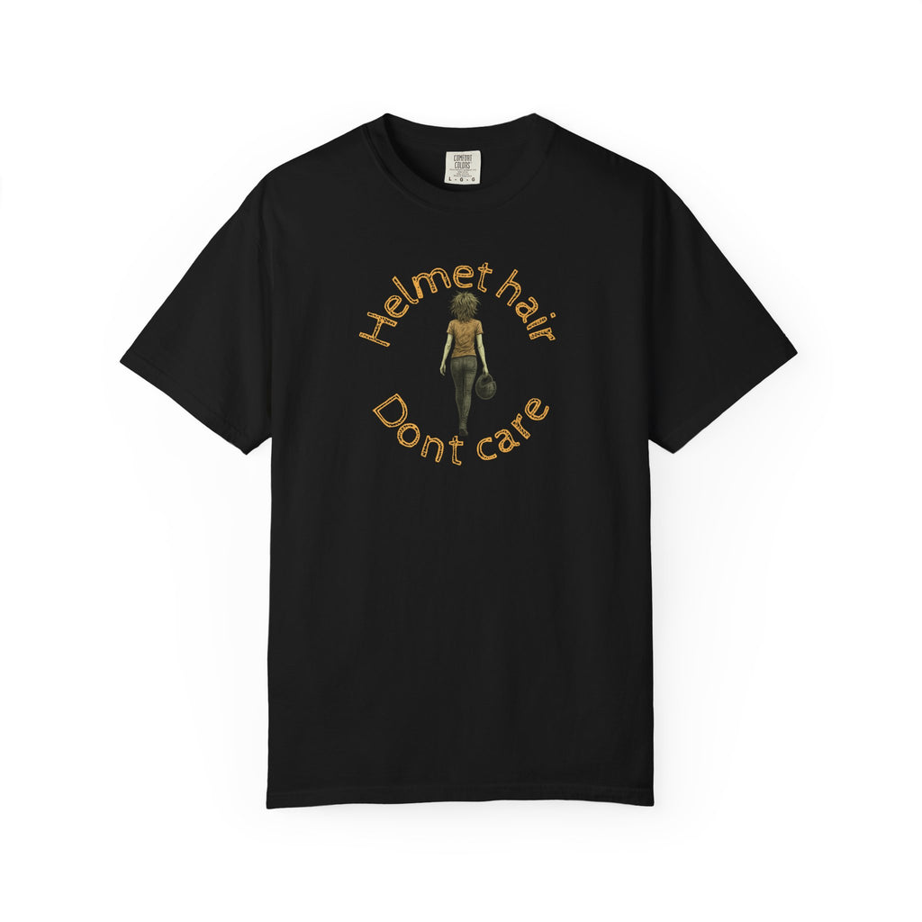 Non UK Sales Motorbike t-shirt  (Helmet hair, Dont care) Y/B