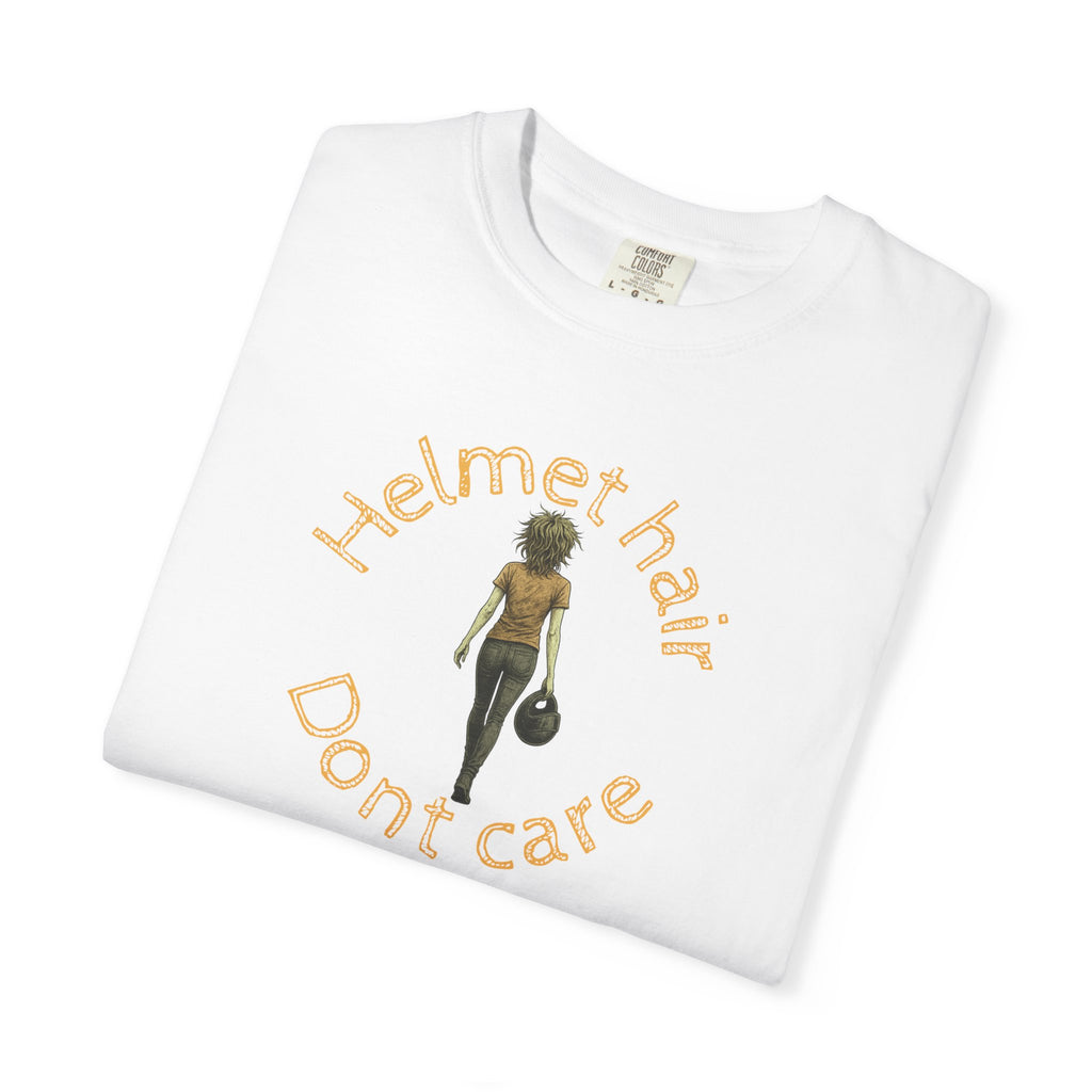 Non UK Sales Motorbike t-shirt  (Helmet hair, Dont care) Y/B