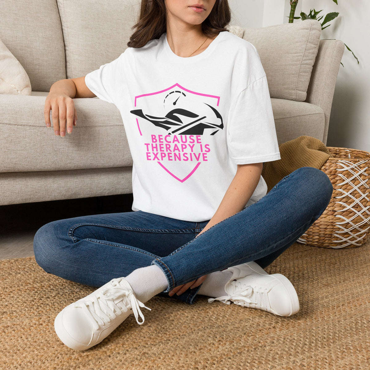 Motorbike T-shirt with 'Because Therapy is Expensive' (3)