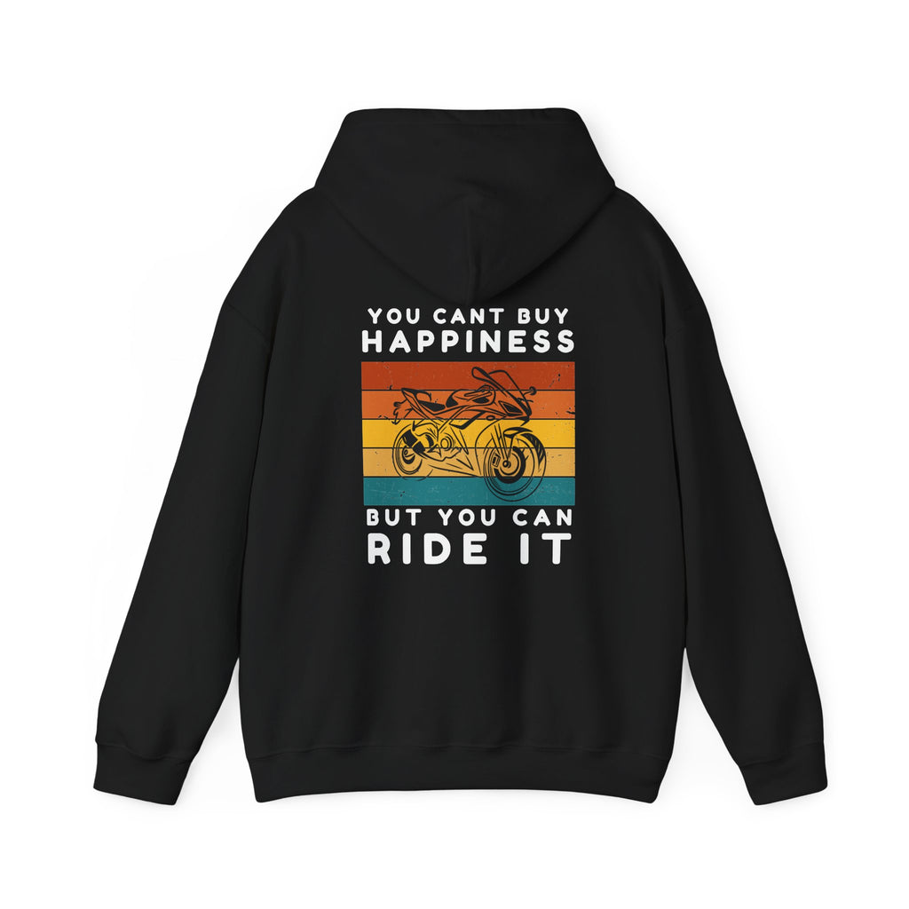 Unisex Heavy Blend™ Hooded Sweatshirt (You Cant Buy Happiness, Buy You Can Ride It) Back
