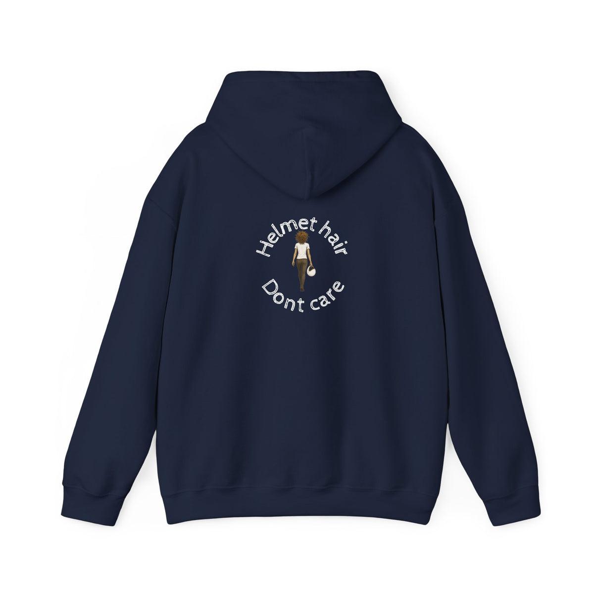 Non UK Sales Hooded Sweatshirt (Helmet hair, Don't care) W/B