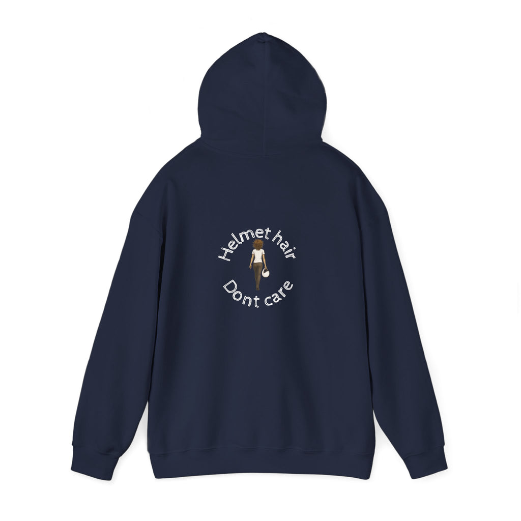 Non UK Sales Hooded Sweatshirt (Helmet hair, Don't care) W/B