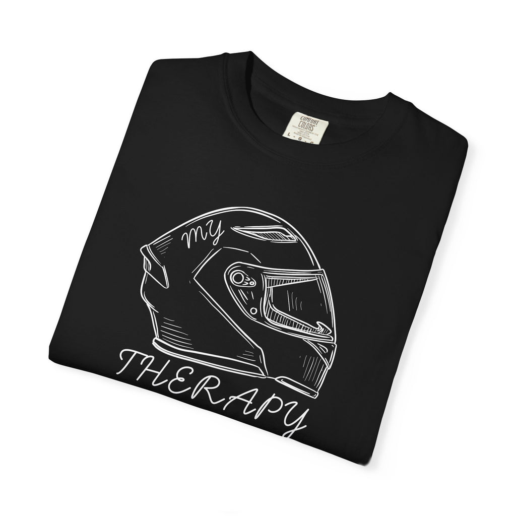 Non UK Sales Motorbike t-shirt  (My therapy)  Helmet W/B