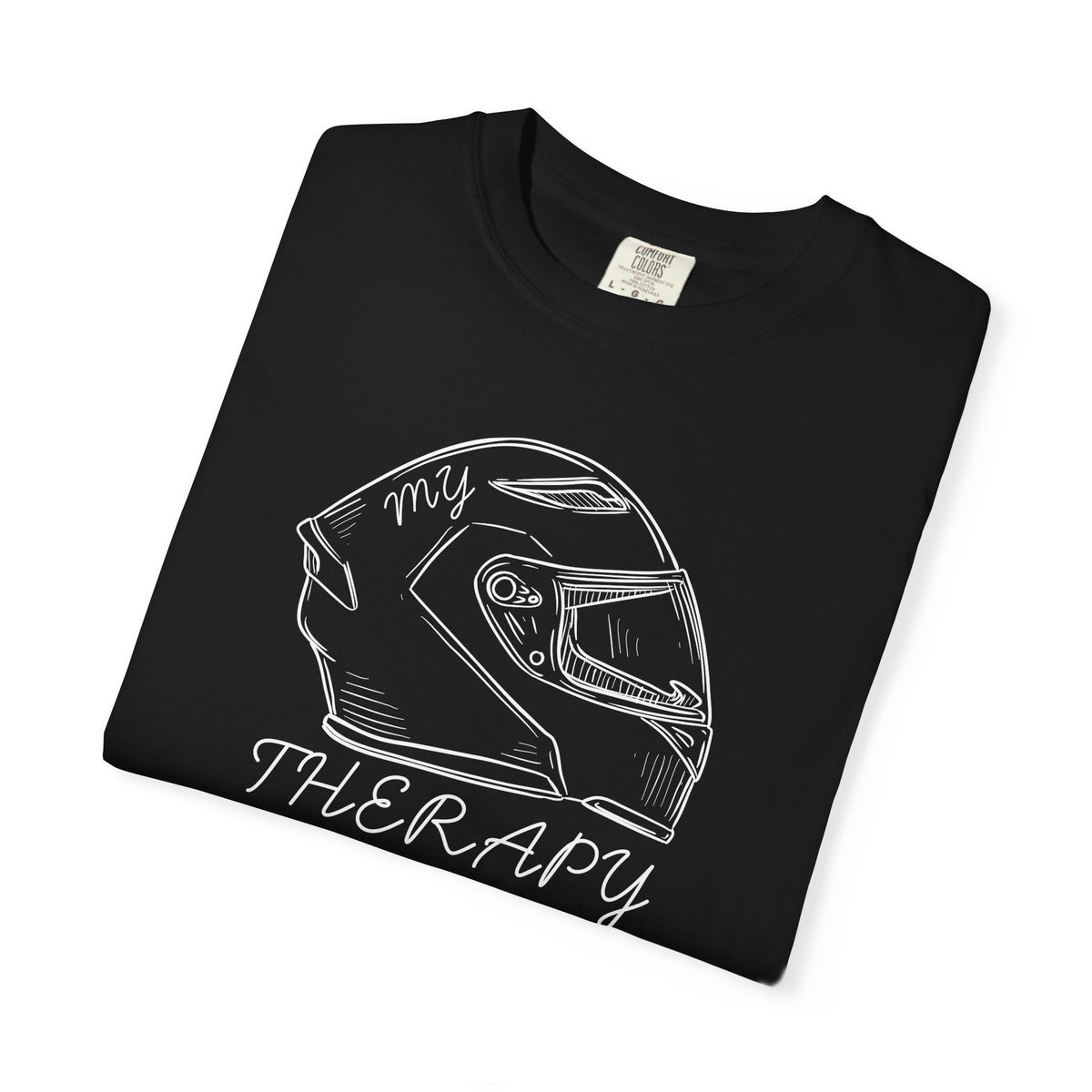 Non UK Sales Motorbike t-shirt  (My therapy)  Helmet W/B