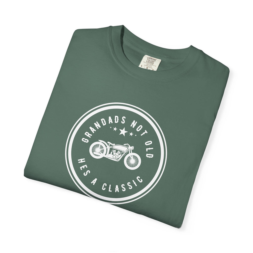 Non UK Sales Motorbike t-shirt  (Grandads not old, Hes a classic) W/B