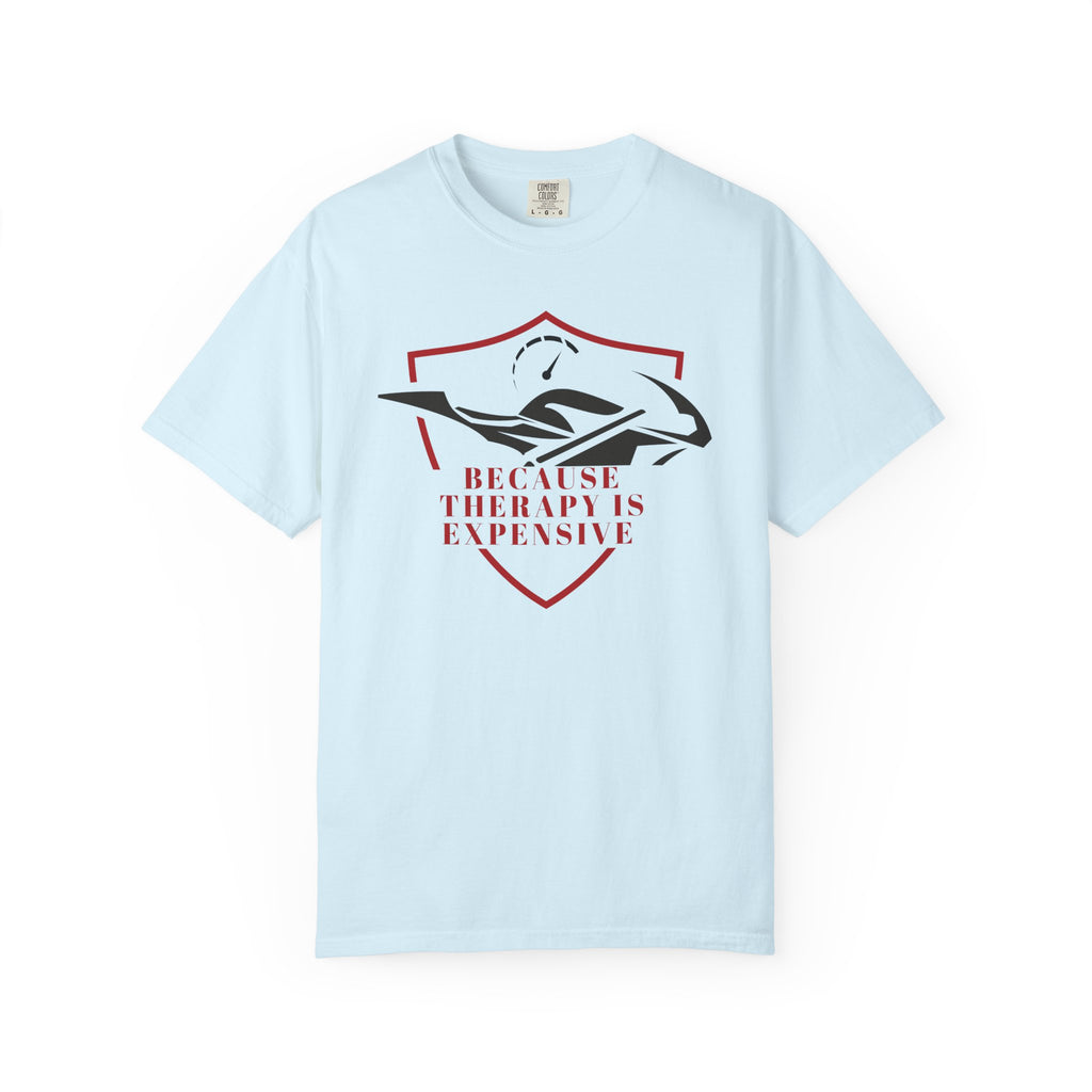 Non UK Sales Motorbike t-shirt  (Because Therapy is expensive) R/W