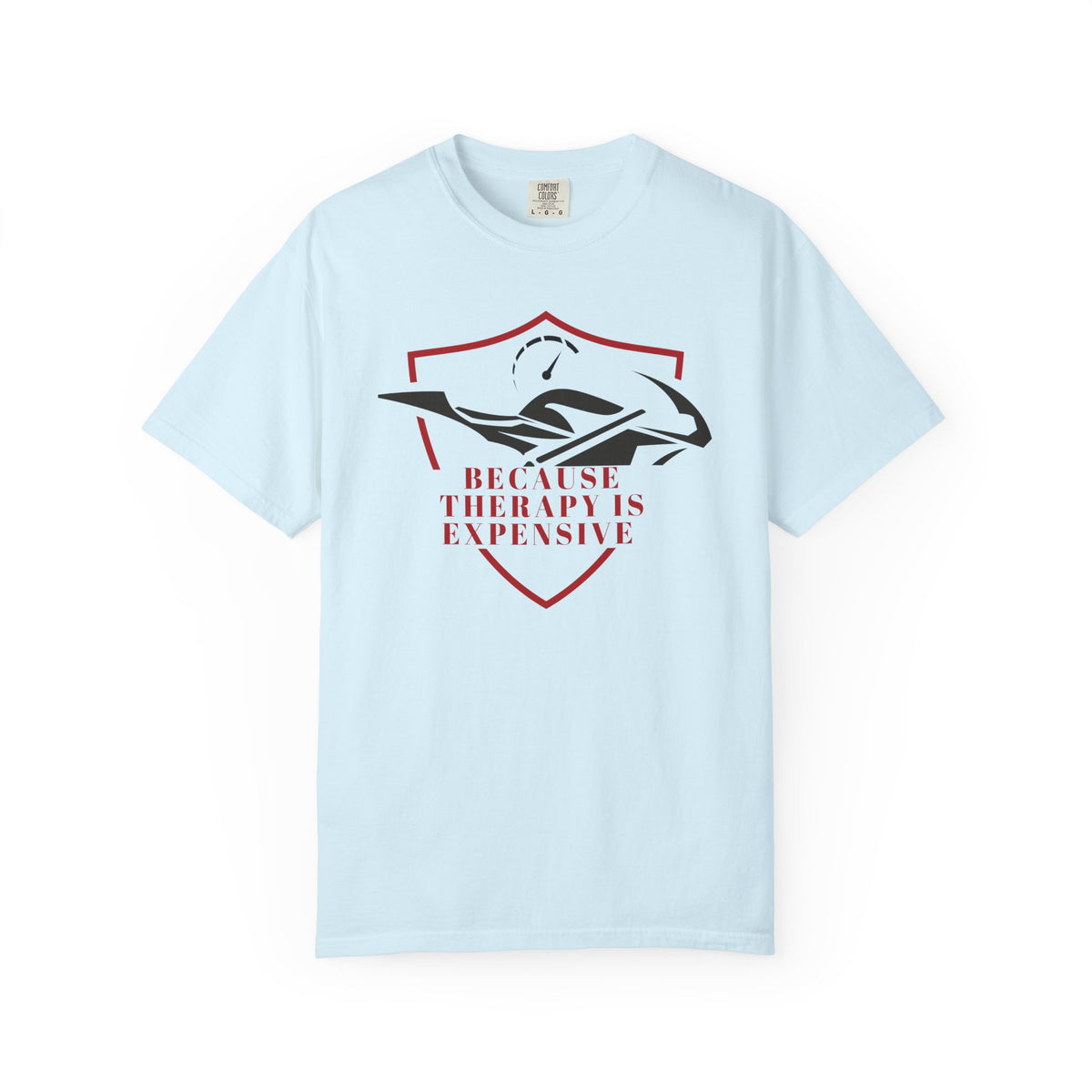 Non UK Sales Motorbike t-shirt  (Because Therapy is expensive) R/W