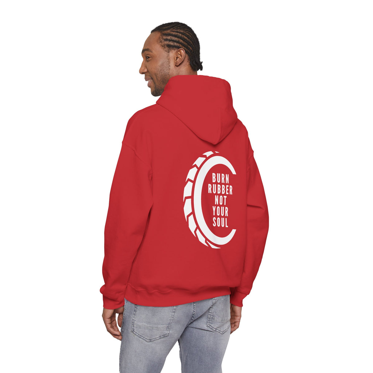 Unisex Heavy Blend™ Hooded Sweatshirt (Burn Rubber, Not Your Soul 2) Back