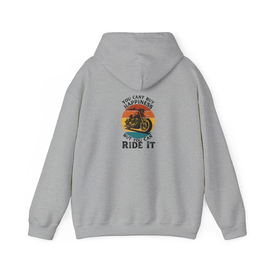Non UK Sales Hooded Sweatshirt (You cant buy happiness, But you can ride it) B/W