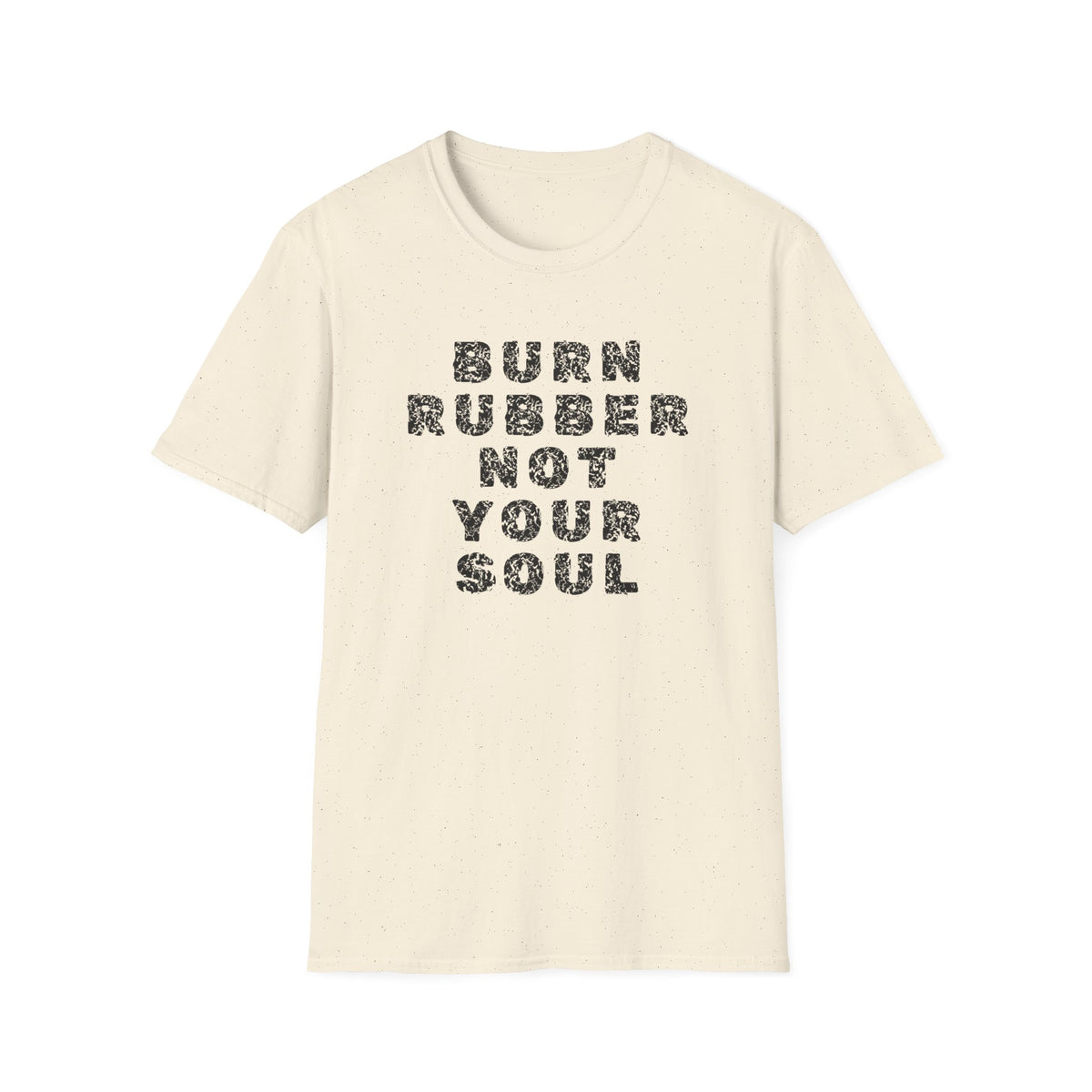 Motorbike T-shirt with 'Burn Rubber, Not your Soul' (2)