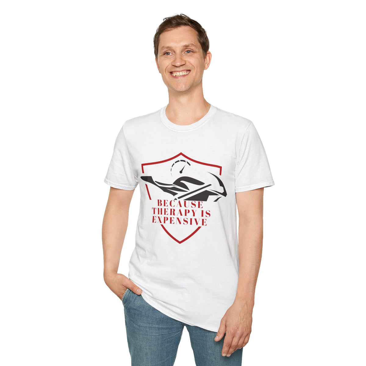 Motorbike T-shirt with 'Because Therapy is Expensive' (4)
