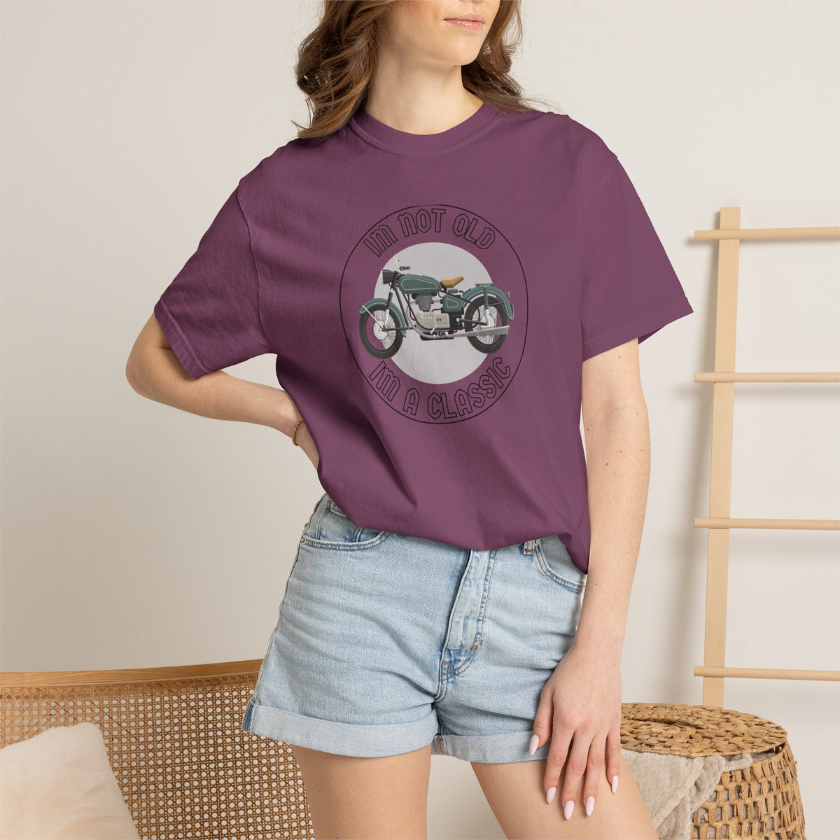 Non UK Sales Motorbike t-shirt  (Im not old, Im a classic) B/W
