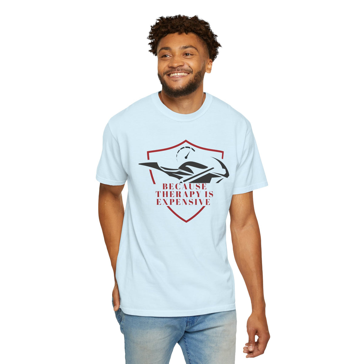 Non UK Sales Motorbike t-shirt  (Because Therapy is expensive) R/W