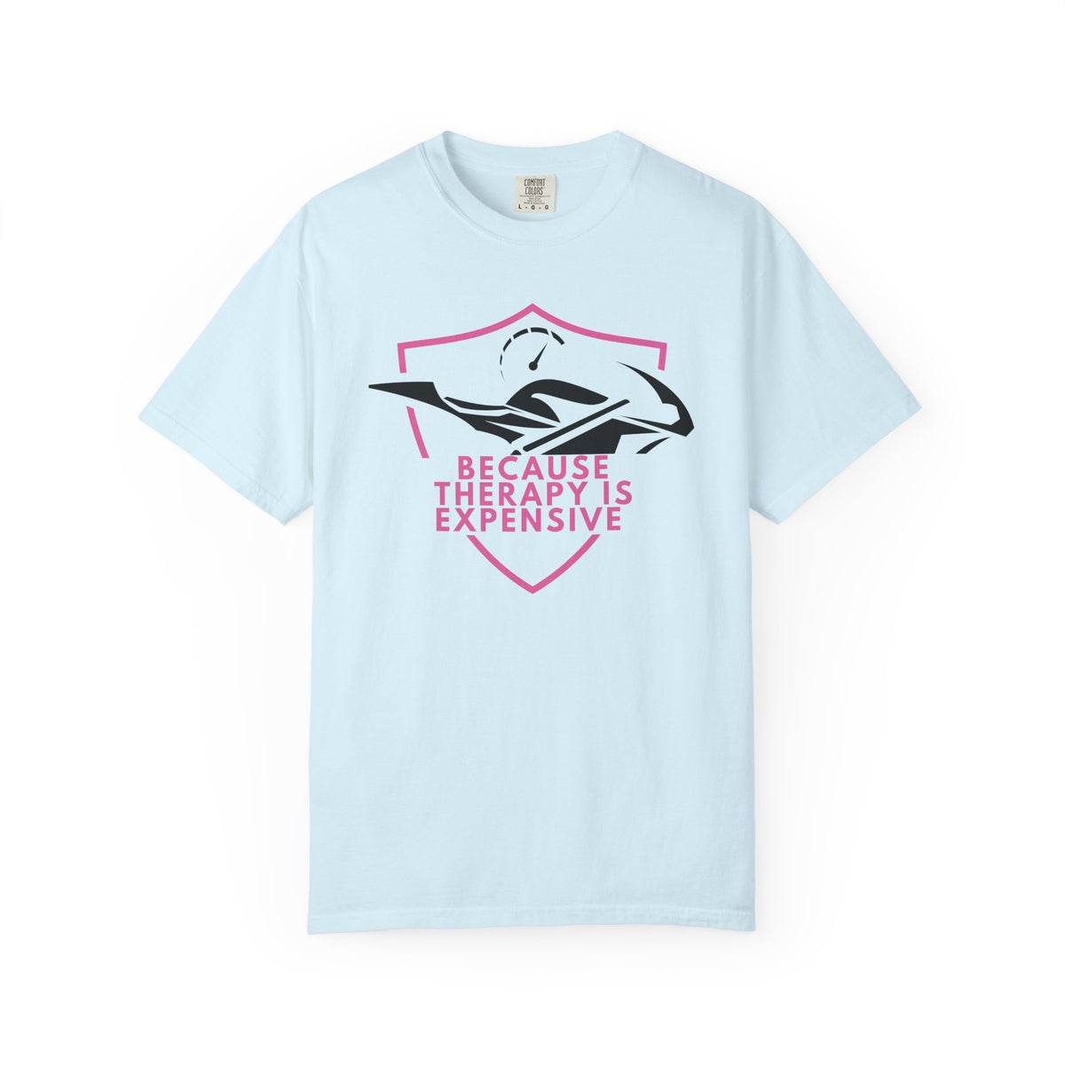 Non UK Sales Motorbike t-shirt  (Because Therapy is expensive) P/W